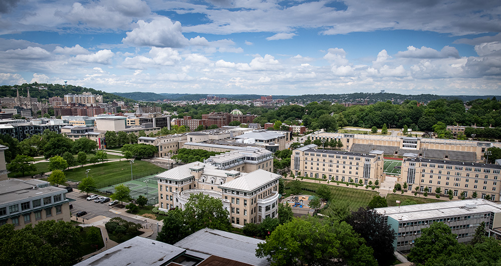 Aerial photo of CMU's Pittsburgh campus