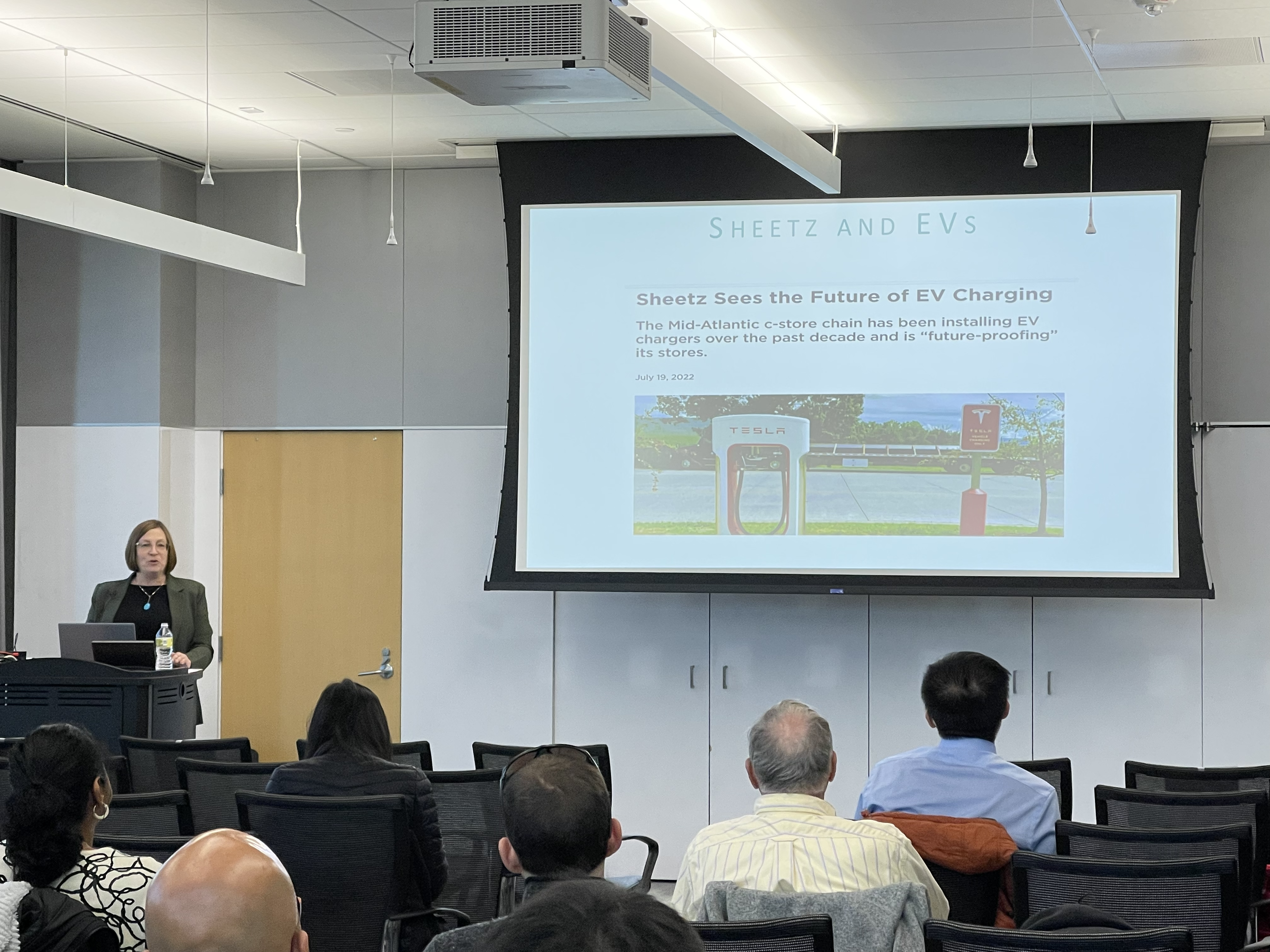 Mary Beth Green presents about Sheetz and electric vehicles (EVs).