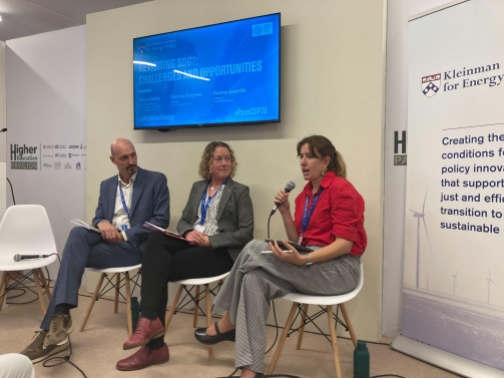 Paulina Jaramillo speaks at a panel