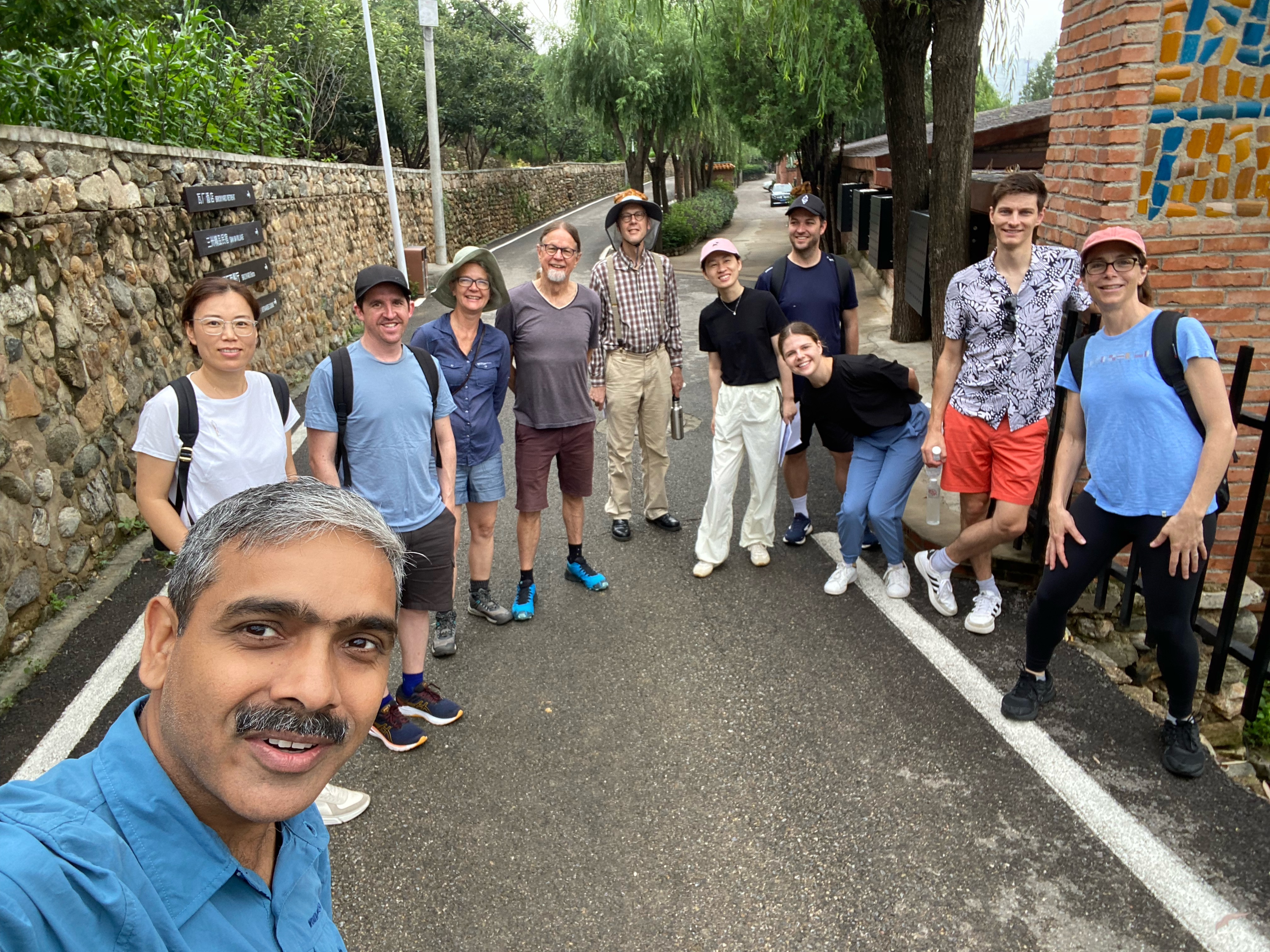 Partnership members prepare for a hike on the Great Wall