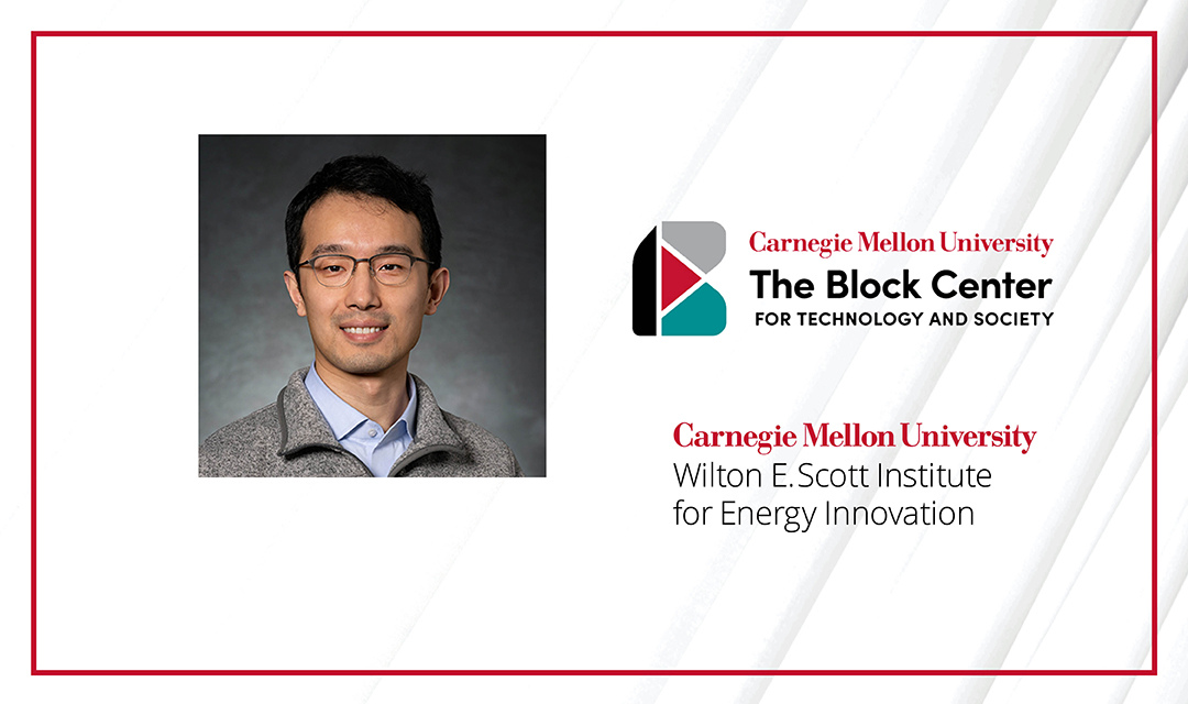Peter Zhang's headshot next to Scott Institute and Block Center logos.