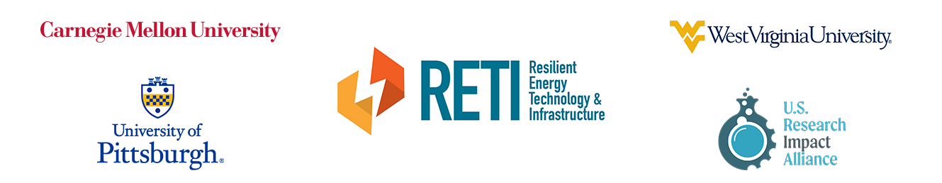 Logos for RETI, CMU, Pitt, WVU, and USRIA